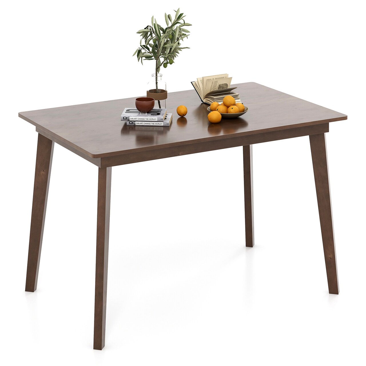 Brown Rubber Wood Dining Table with MDF Top, Sturdy, Spacious and Versatile